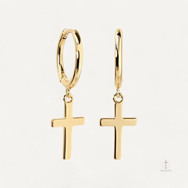Boucles d'oreilles croix divine élégantes et raffinées