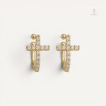 Boucles d'oreilles éclatantes en forme de croix