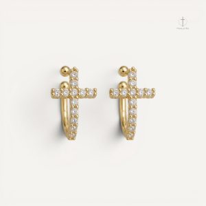Boucles d'oreilles éclatantes en forme de croix
