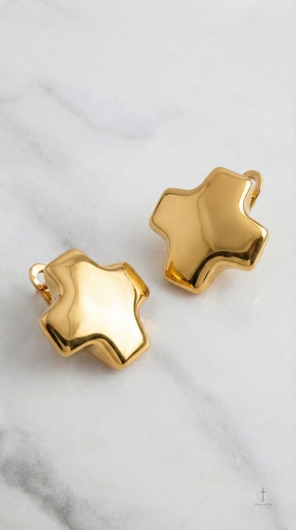 Boucles d'oreilles pendantes croix vintage
