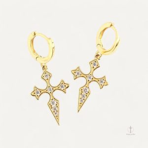 Boucles d'oreilles gothiques en forme de croix élégante