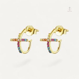 Boucles d'oreilles en or croix ouvertes élégantes