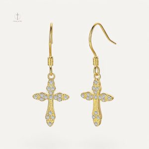 Boucles d'oreilles scintillantes en forme de croix