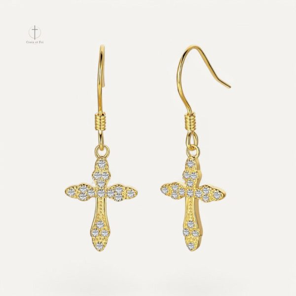 Boucles d'oreilles scintillantes en forme de croix