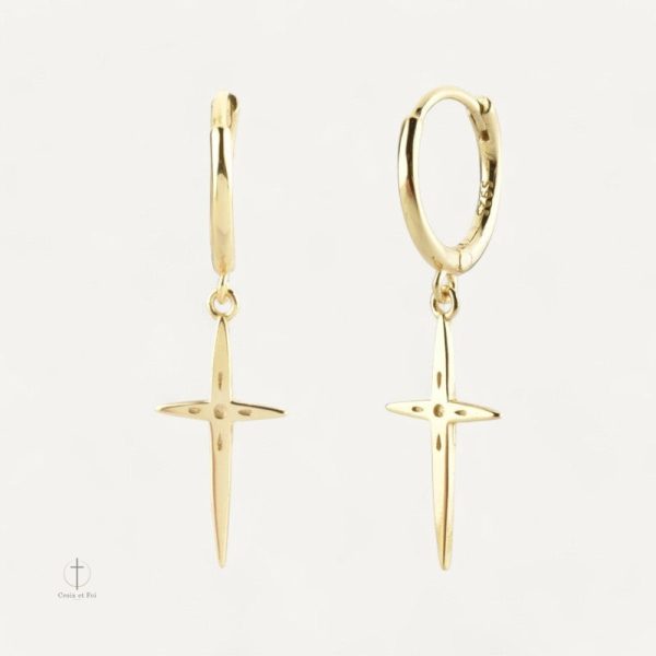 Boucles d'oreilles croix au design mystique