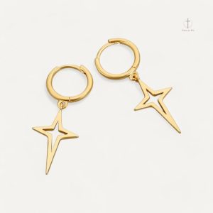 Boucles d'oreilles étoile de Bethléem en croix élégante