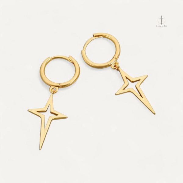 Boucles d'oreilles étoile de Bethléem en croix élégante