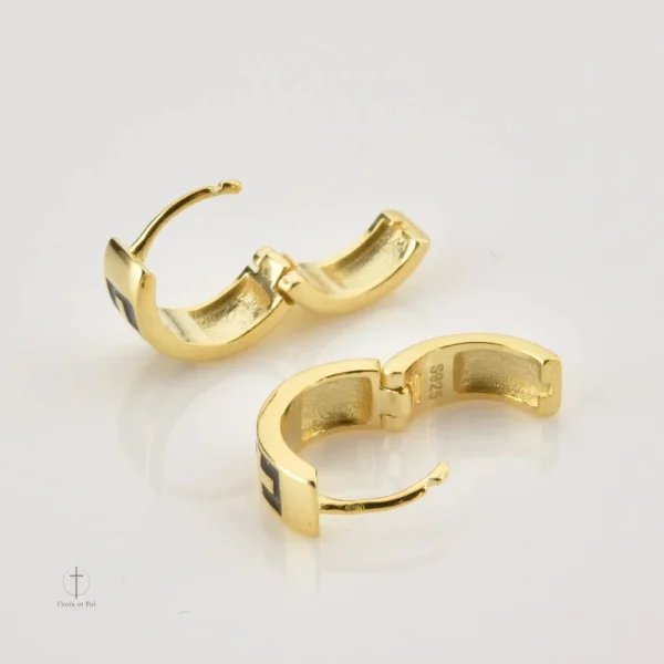 Boucles d'oreilles en argent pour homme, style croix