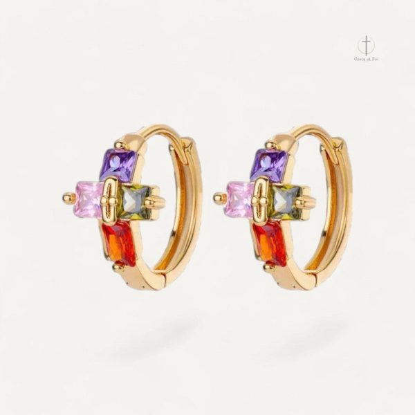 Boucles d'oreilles créoles en forme de croix