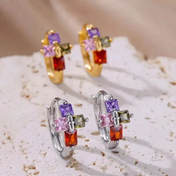 Boucles d'oreilles croisées en métal doré