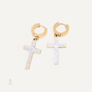 Boucles d'oreilles croisées avec cristaux étincelants