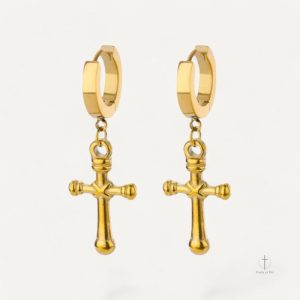 Boucles d'oreilles en croix dorées élégantes