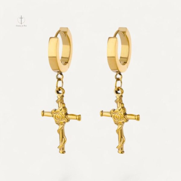 Boucles d'oreilles croix florales élégantes et raffinées