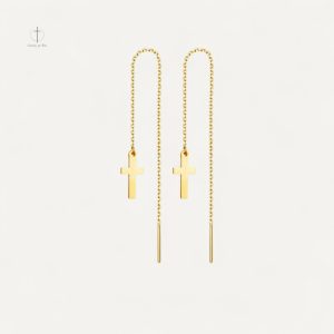 Boucles d'oreilles pendantes en croix élégantes