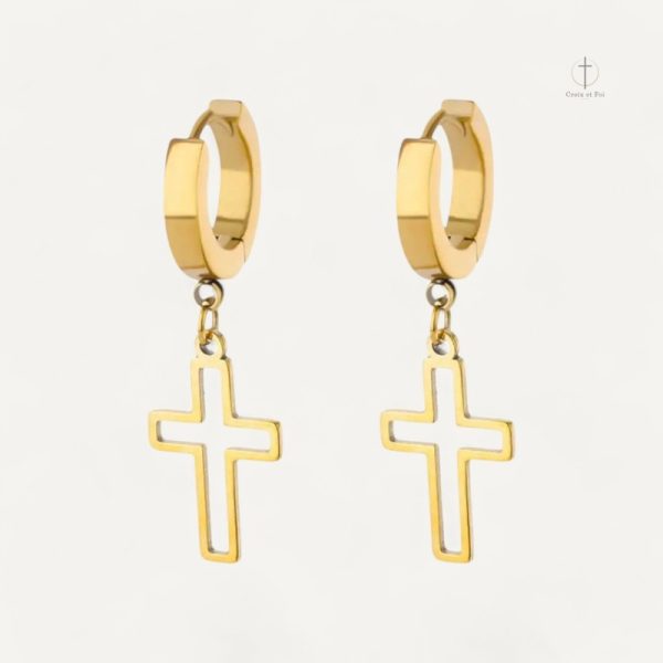 Boucles d'oreilles pendantes avec croix élégante