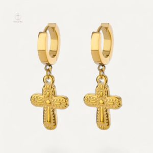 Boucles d'oreilles pendantes en forme de croix élégantes