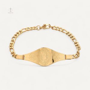 Bracelet Chaîne avec Médaillon Gravé Croix