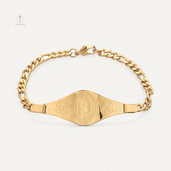 Bracelet Chaîne avec Médaillon Gravé Croix