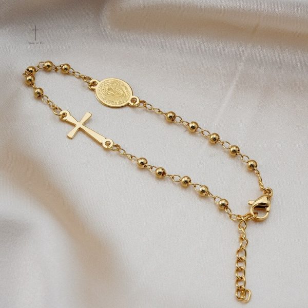 Bracelet stylisé avec croix, adapté à tous les âges