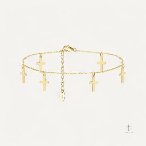 Bracelet cheville avec croix élégante en métal