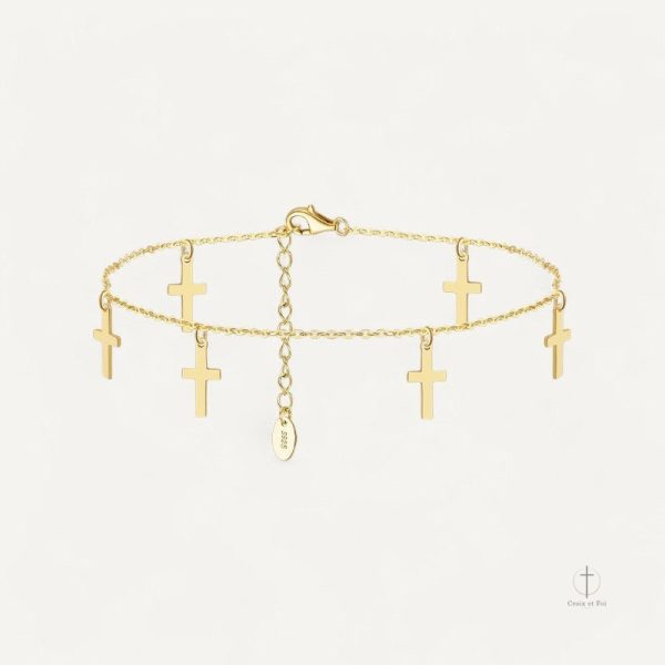 Bracelet cheville avec croix élégante en métal