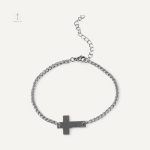 Bracelet Chrétien Homme en cuir avec croix distincte