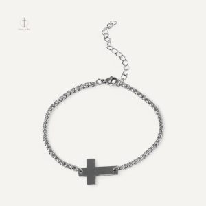 Bracelet Chrétien Homme en cuir avec croix distincte