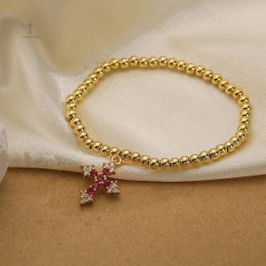 Bracelet en cuir avec croix, design vintage élégant