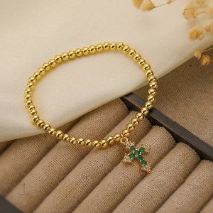 Accessoire religieux, bracelet en cuir avec symbole chrétien