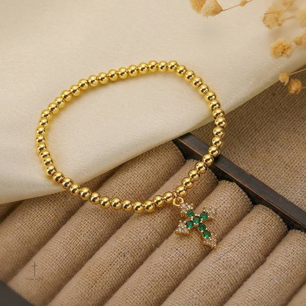 Accessoire religieux, bracelet en cuir avec symbole chrétien