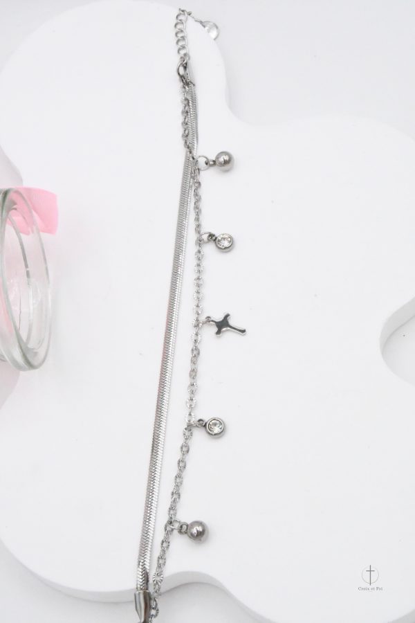 Bracelet Croix orné de charms scintillants