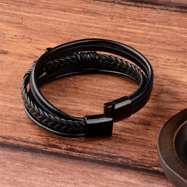 Bijou en Cuir avec Croix pour homme