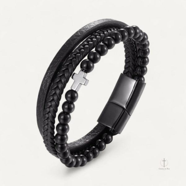 bracelet-croix-cuir-noir-1 Bracelet Croix Cuir Noir élégant et contemporain