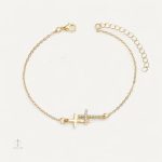 Bracelet Croix Doré avec Strass élégant et raffiné