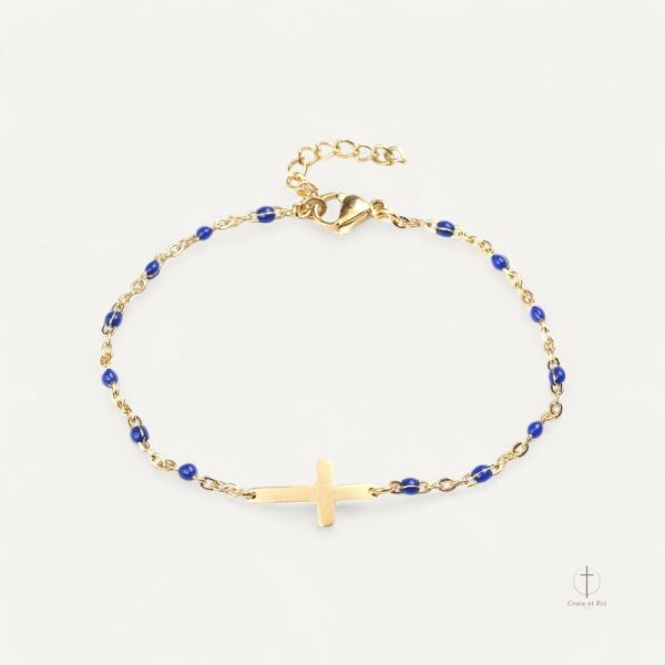 Bijou bracelet croix avec perles raffinées