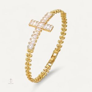 Bracelet Croix Doré avec Pierre Zirconium
