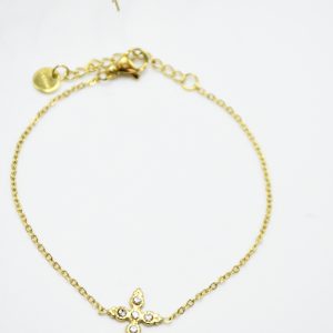 Bracelet croix chic, finition dorée, accessoire tendance