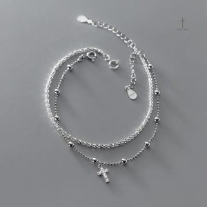 Bracelet Croix Éclat Céleste en métal brillant