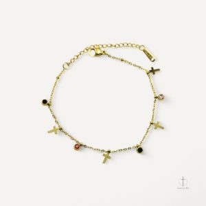 Bracelet Croix Foi et Éclat en métal brillant