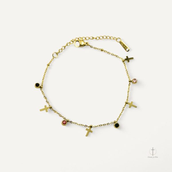 Bracelet Croix Foi et Éclat en métal brillant