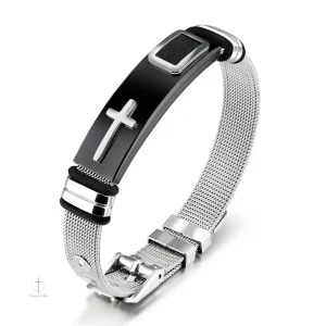 Bracelet croix pour homme en métal élégant