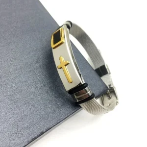 Bracelet avec motif croix pour style masculin