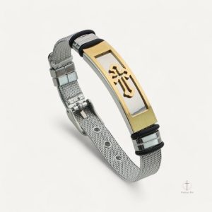 Bracelet Croix Homme en chaîne large