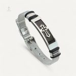 Bracelet en chaîne large avec croix pour homme