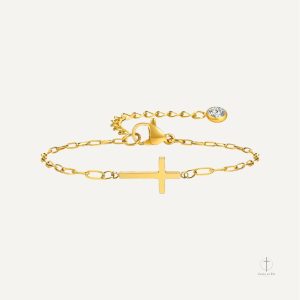 Bracelet Croix Doré Horizontal élégant et moderne