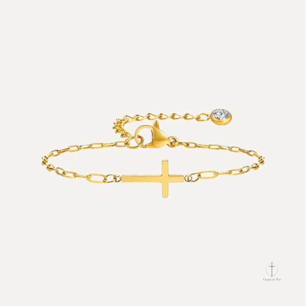 Bracelet Croix Doré Horizontal élégant et moderne