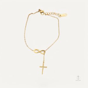 Bracelet Croix et Infini élégant en acier inoxydable