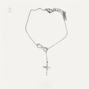 Accessoire mode : bracelet croix avec motif infini