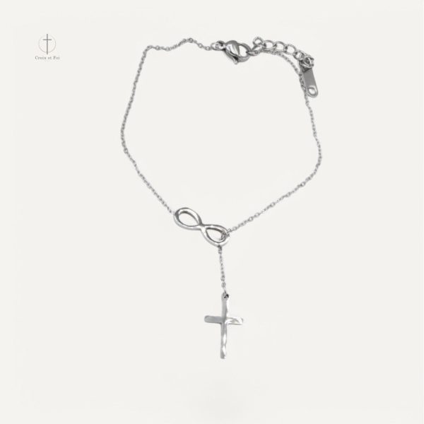 Accessoire mode : bracelet croix avec motif infini