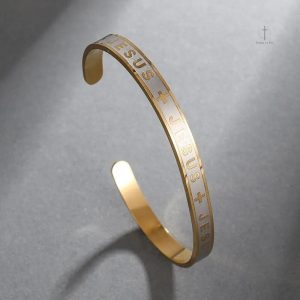 Bracelet jonc avec motif croix, accessoire tendance